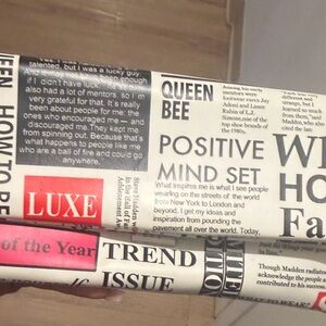 Steve Madden Black and Red Newspaper Print Clutch